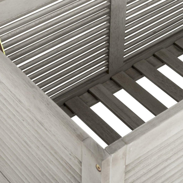 Safavieh Elina Cushion Box 47.2" Grey Wash Silver Eucalyptus Wood Galvanized Steel PAT7038B 889048319639