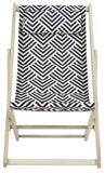 Rive Sling Chair Foldable White Wash Navy Silver Eucalyptus Wood Polyester Foam Galvanized Steel