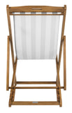 Safavieh - Set of 2 - Loren Sling Chair Foldable Teak Grey White Silver Eucalyptus Wood Polyester Galvanized Steel PAT7040B-SET2 889048556560