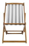 Safavieh - Set of 2 - Loren Sling Chair Foldable Teak Grey White Silver Eucalyptus Wood Polyester Galvanized Steel PAT7040B-SET2 889048556560
