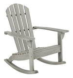 Safavieh Brizio Rocking Chair Adirondack Grey Wash Silver Eucalyptus Wood Galvanized Steel PAT7042B 889048320604