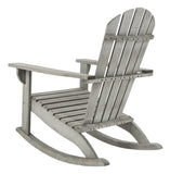 Safavieh Brizio Rocking Chair Adirondack Grey Wash Silver Eucalyptus Wood Galvanized Steel PAT7042B 889048320604