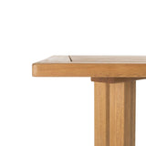 Safavieh Pate Bistro Set 39.8" Bar Table 3 Piece Teak White Silver Eucalyptus Wood Polyester Foam Galvanized Steel PAT7043A 889048367487
