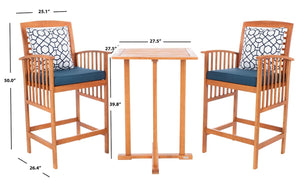 Pate 3 Pc Bar 39.8-Inch H Table Bistro Set