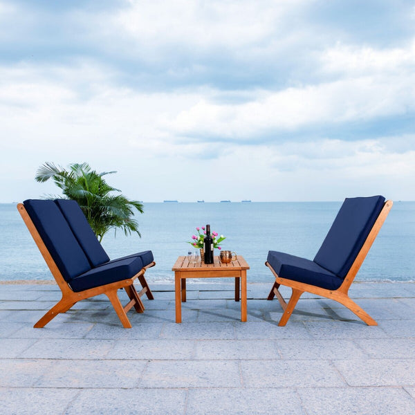 Chaston Luxe 4 Piece Outdoor Living Set, Elegant Eucalyptus Design with Plush Upholstery & Pillows