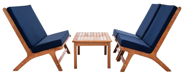 Chaston Luxe 4 Piece Outdoor Living Set, Elegant Eucalyptus Design with Plush Upholstery & Pillows