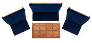 Chaston Luxe 4 Piece Outdoor Living Set, Elegant Eucalyptus Design with Plush Upholstery & Pillows