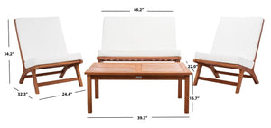 Chaston Luxe 4 Piece Outdoor Living Set, Elegant Eucalyptus Design with Plush Upholstery & Pillows