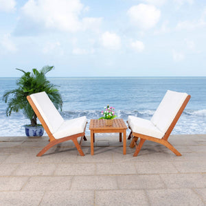Chaston Luxe 4 Piece Outdoor Living Set, Elegant Eucalyptus Design with Plush Upholstery & Pillows