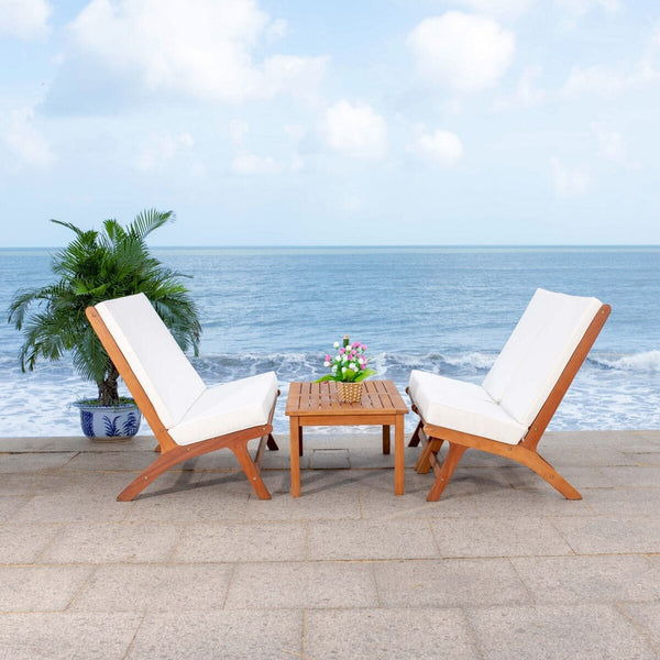 Chaston Luxe 4 Piece Outdoor Living Set, Elegant Eucalyptus Design with Plush Upholstery & Pillows