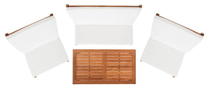 Chaston Luxe 4 Piece Outdoor Living Set, Elegant Eucalyptus Design with Plush Upholstery & Pillows