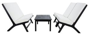 Chaston Luxe 4 Piece Outdoor Living Set, Elegant Eucalyptus Design with Plush Upholstery & Pillows