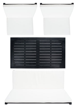 Chaston Luxe 4 Piece Outdoor Living Set, Elegant Eucalyptus Design with Plush Upholstery & Pillows