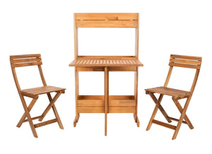 Safavieh Barley Flower Shelf 3 Piece Bistro Set In Natural PAT7047A