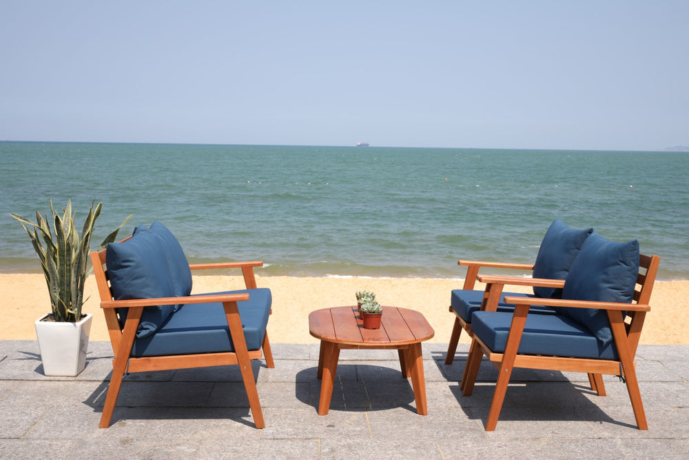 Safavieh Deacon 4 Piece Living Set In Beige Natural PAT7050A