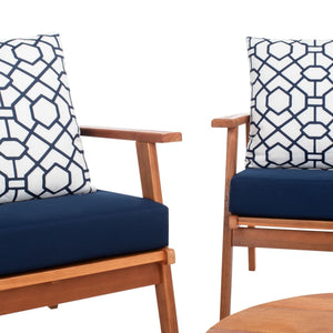 Deacon Contemporary 4-Piece Living Set for Stylish Outdoor Spaces with Comfy Pillows and Table