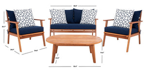 Deacon Contemporary 4-Piece Living Set for Stylish Outdoor Spaces with Comfy Pillows and Table