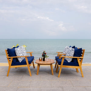 Deacon Contemporary 4-Piece Living Set for Stylish Outdoor Spaces with Comfy Pillows and Table