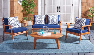 Deacon Contemporary 4-Piece Living Set for Stylish Outdoor Spaces with Comfy Pillows and Table