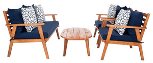 Deacon Contemporary 4-Piece Living Set for Stylish Outdoor Spaces with Comfy Pillows and Table