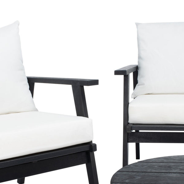 Deacon Contemporary 4-Piece Living Set for Stylish Outdoor Spaces with Comfy Pillows and Table