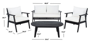 Deacon Contemporary 4-Piece Living Set for Stylish Outdoor Spaces with Comfy Pillows and Table