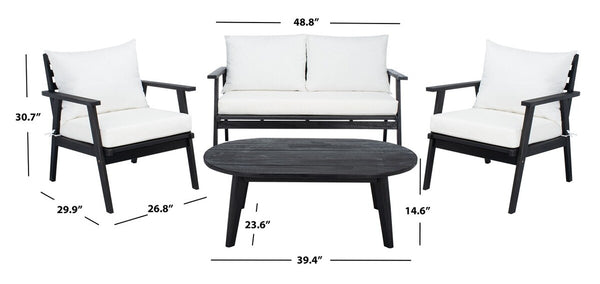 Deacon Contemporary 4-Piece Living Set for Stylish Outdoor Spaces with Comfy Pillows and Table