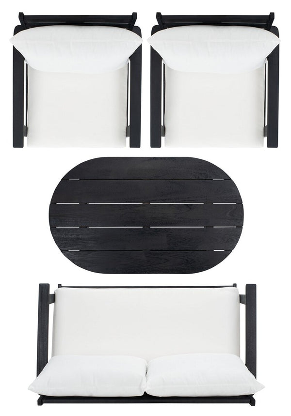 Deacon Contemporary 4-Piece Living Set for Stylish Outdoor Spaces with Comfy Pillows and Table