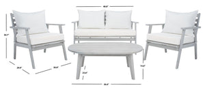 Deacon Contemporary 4-Piece Living Set for Stylish Outdoor Spaces with Comfy Pillows and Table