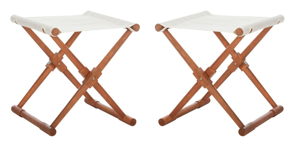 Safavieh Breanne Stool -Set Of 2 Beige/Natural Wood/Polyester PAT7053A-SET2