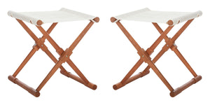 Safavieh Breanne Stool -Set Of 2 Beige/Natural Wood/Polyester PAT7053A-SET2