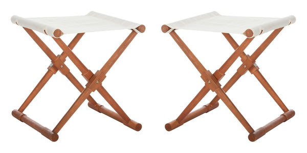 Safavieh Breanne Stool -Set Of 2 Beige/Natural Wood/Polyester PAT7053A-SET2
