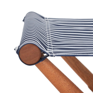 Breanne Stool Set of 2 - Chic Eucalyptus Wood Design with Navy Stripes for Stylish Outdoor Living
