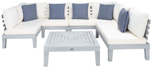 Granton Stylish 5 Piece Outdoor Living Set – Eucalyptus Sectional Sofa with Matching Coffee Table