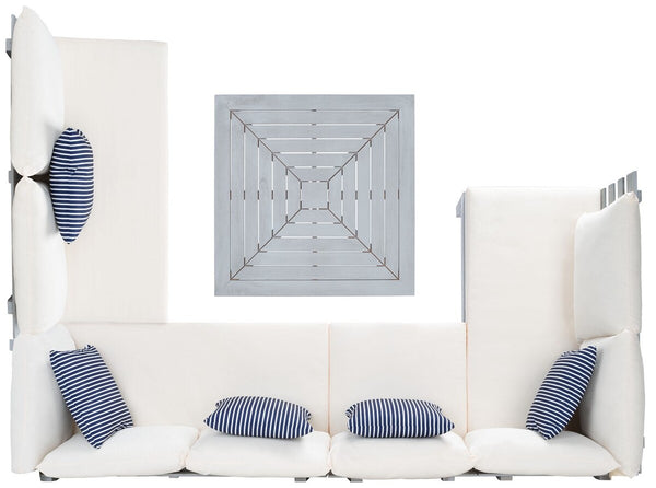 Granton Stylish 5 Piece Outdoor Living Set – Eucalyptus Sectional Sofa with Matching Coffee Table