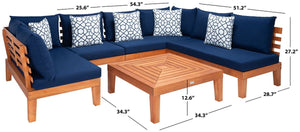 Granton Stylish 5 Piece Outdoor Living Set – Eucalyptus Sectional Sofa with Matching Coffee Table