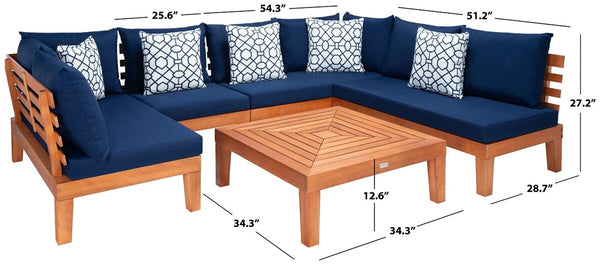 Granton Stylish 5 Piece Outdoor Living Set – Eucalyptus Sectional Sofa with Matching Coffee Table