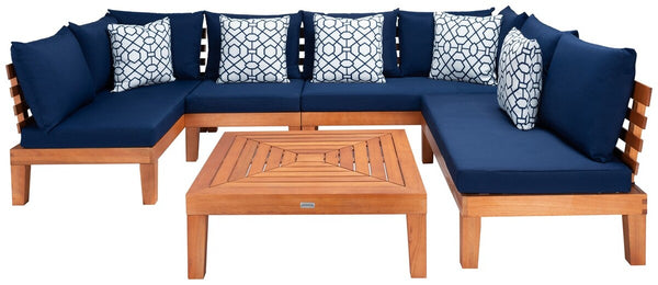 Granton Stylish 5 Piece Outdoor Living Set – Eucalyptus Sectional Sofa with Matching Coffee Table