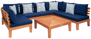 Granton Stylish 5 Piece Outdoor Living Set – Eucalyptus Sectional Sofa with Matching Coffee Table