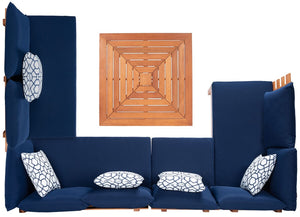 Granton Stylish 5 Piece Outdoor Living Set – Eucalyptus Sectional Sofa with Matching Coffee Table