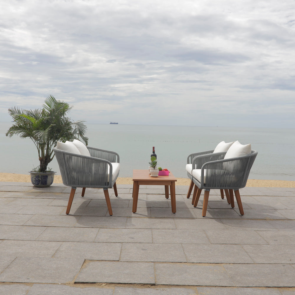 Safavieh Prester 4Pc Living Set in Grey and Beige PAT7073A 889048827967