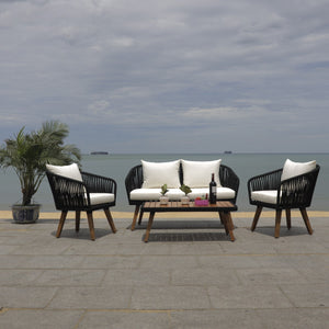 Ransin 4-Piece Contemporary Outdoor Living Set with Plush Cushions and Stylish Acacia Wood Table