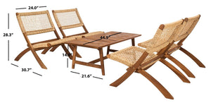 Blaze 5 Piece Outdoor Coffee Set - Stylish Colonial Design with Rattan Chairs and Elegant Table
