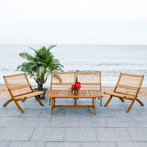 Blaze 5 Piece Outdoor Coffee Set - Stylish Colonial Design with Rattan Chairs and Elegant Table