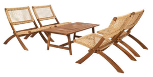 Blaze 5 Piece Outdoor Coffee Set - Stylish Colonial Design with Rattan Chairs and Elegant Table