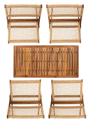 Blaze 5 Piece Outdoor Coffee Set - Stylish Colonial Design with Rattan Chairs and Elegant Table