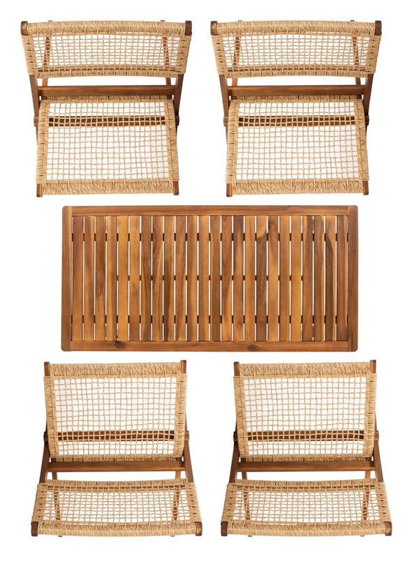 Blaze 5 Piece Outdoor Coffee Set - Stylish Colonial Design with Rattan Chairs and Elegant Table