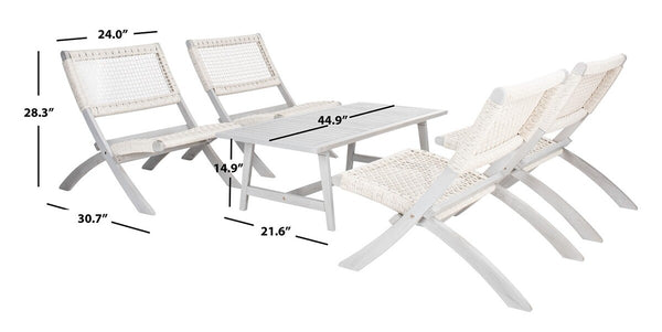 Blaze 5 Piece Outdoor Coffee Set - Stylish Colonial Design with Rattan Chairs and Elegant Table