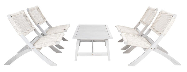 Blaze 5 Piece Outdoor Coffee Set - Stylish Colonial Design with Rattan Chairs and Elegant Table