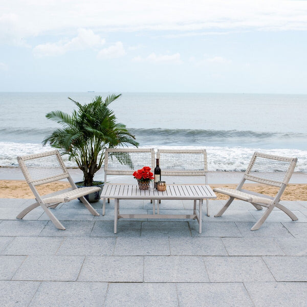 Blaze 5 Piece Outdoor Coffee Set - Stylish Colonial Design with Rattan Chairs and Elegant Table